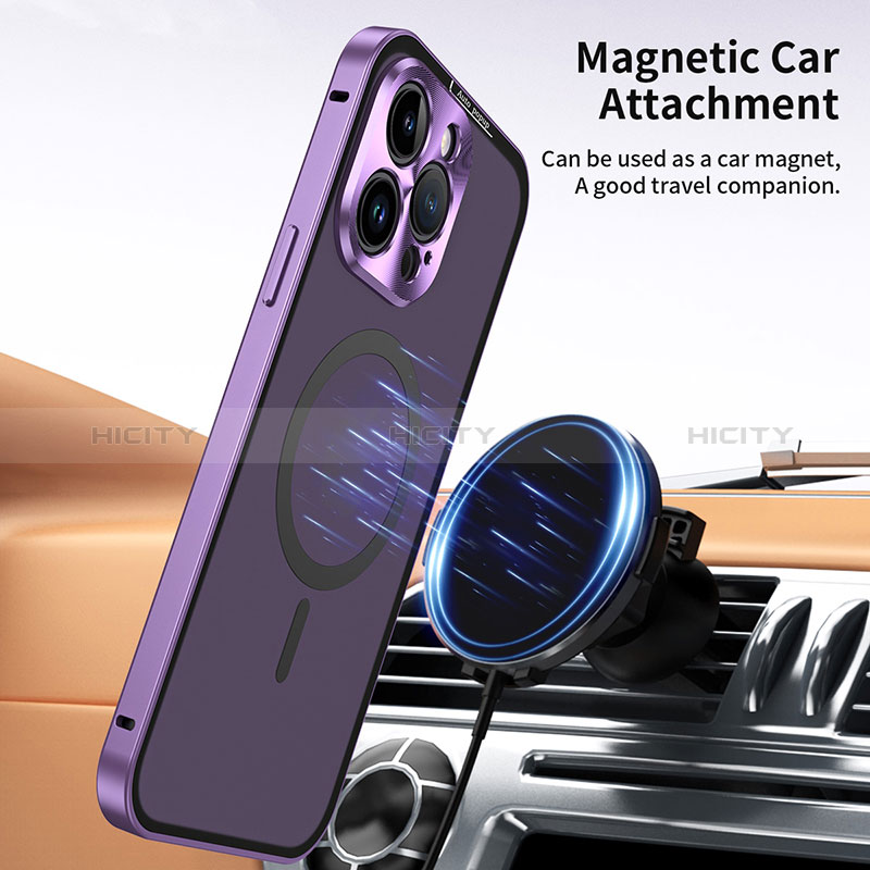 Apple iPhone 14 Pro用ケース 高級感 手触り良い メタル兼プラスチック バンパー Mag-Safe 磁気 Magnetic LK5 アップル 