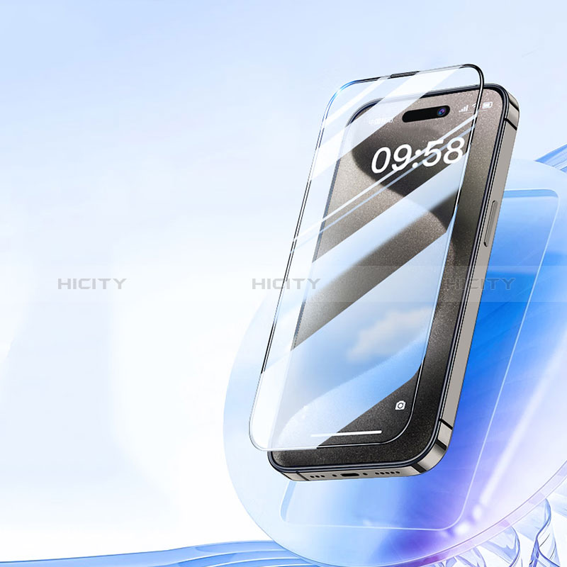 Apple iPhone 14 Pro用強化ガラス フル液晶保護フィルム U01 アップル ブラック