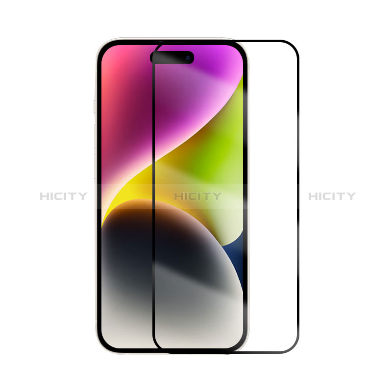 Apple iPhone 14 Pro用強化ガラス フル液晶保護フィルム U08 アップル ブラック