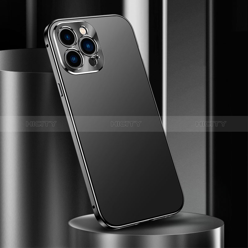 Apple iPhone 14 Pro Max用ケース 高級感 手触り良い アルミメタル 製の金属製 カバー M03 アップル ブラック
