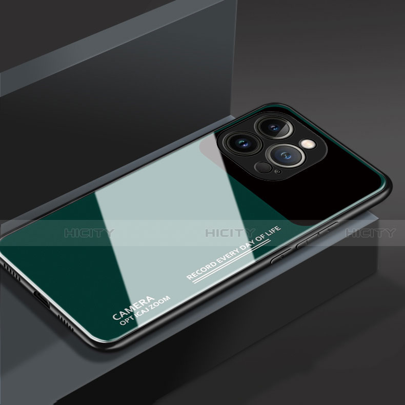 Apple iPhone 14 Pro Max用ハイブリットバンパーケース プラスチック 鏡面 カバー M03 アップル グリーン