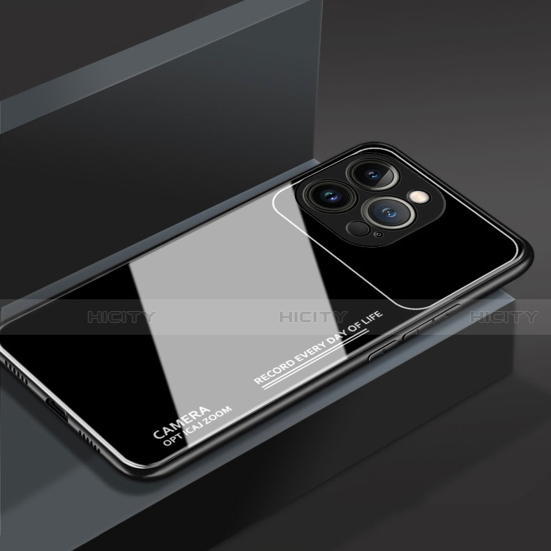 Apple iPhone 14 Pro Max用ハイブリットバンパーケース プラスチック 鏡面 カバー M03 アップル ブラック
