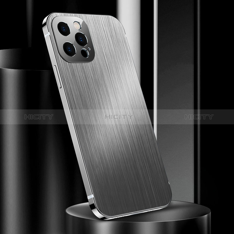 Apple iPhone 14 Pro Max用ケース 高級感 手触り良い アルミメタル 製の金属製 カバー アップル シルバー