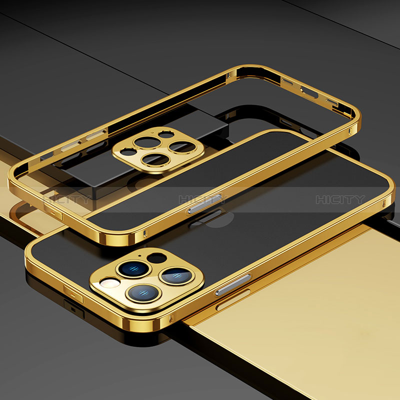 Apple iPhone 14 Pro Max用ケース 高級感 手触り良い アルミメタル 製の金属製 バンパー カバー A03 アップル ゴールド