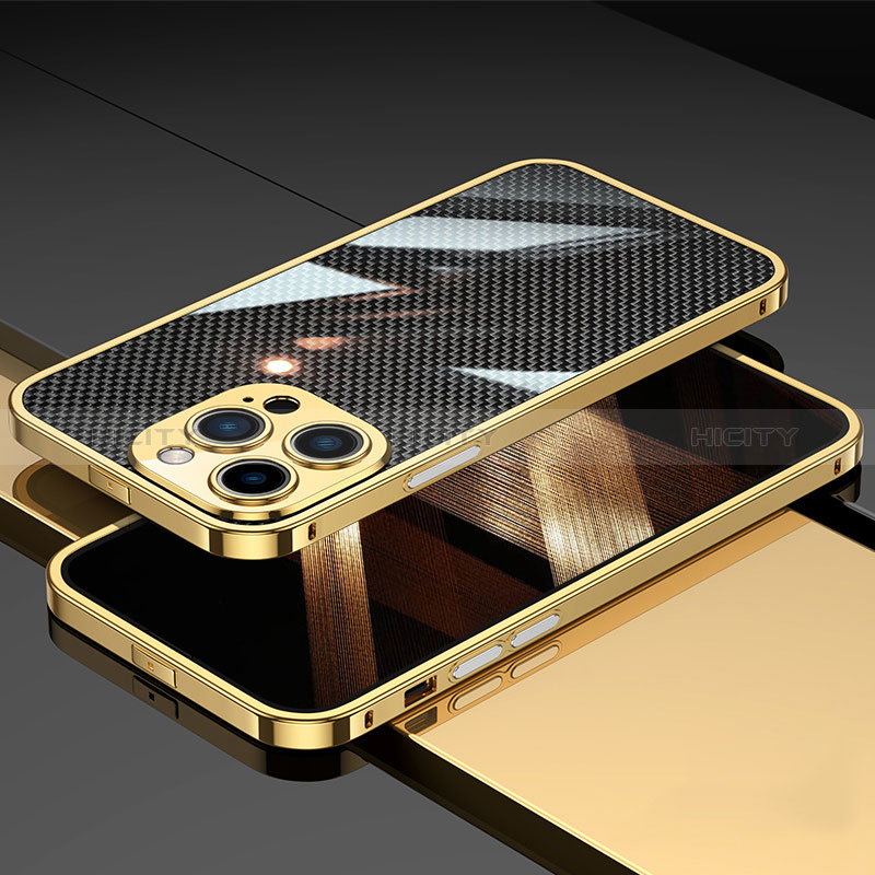 Apple iPhone 14 Pro Max用ケース 高級感 手触り良い アルミメタル 製の金属製 バンパー カバー A02 アップル ゴールド