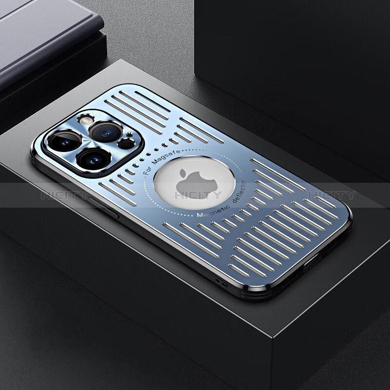 Apple iPhone 14 Pro Max用ケース 高級感 手触り良い アルミメタル 製の金属製 兼シリコン カバー Mag-Safe 磁気 Magnetic TX1 アップル ネイビー