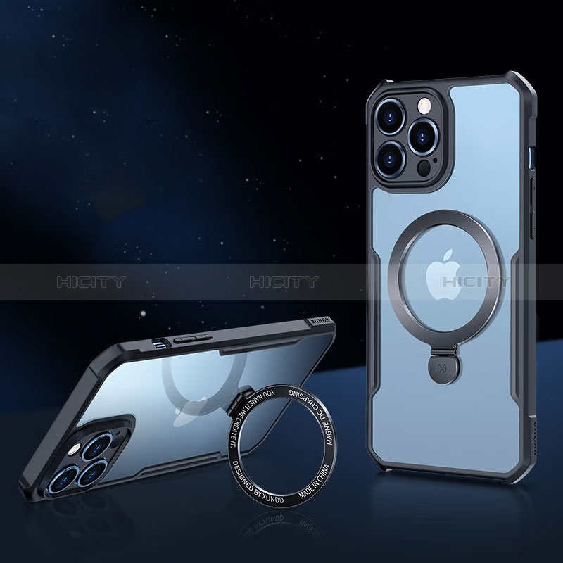 Apple iPhone 14 Pro Max用極薄ソフトケース シリコンケース 耐衝撃 全面保護 クリア透明 カバー Mag-Safe 磁気 Magnetic XD7 アップル ブラック