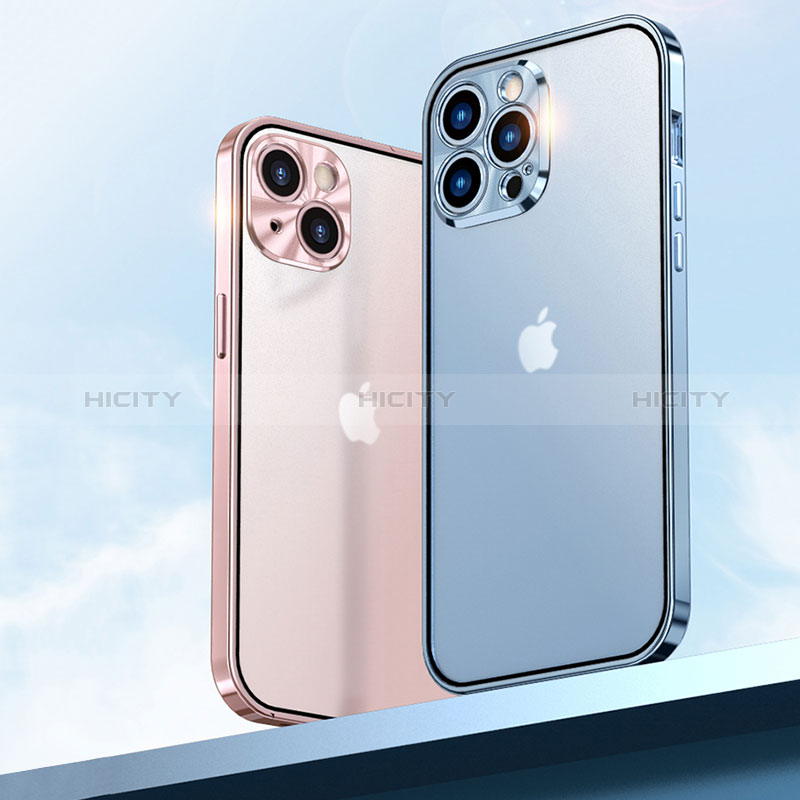 Apple iPhone 14 Pro Max用ケース 高級感 手触り良い アルミメタル 製の金属製 360度 フルカバーバンパー 鏡面 カバー M01 アップル 