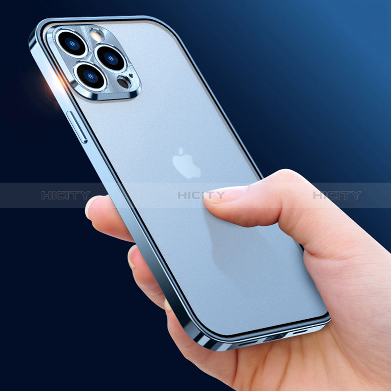 Apple iPhone 14 Pro Max用ケース 高級感 手触り良い アルミメタル 製の金属製 360度 フルカバーバンパー 鏡面 カバー M01 アップル 
