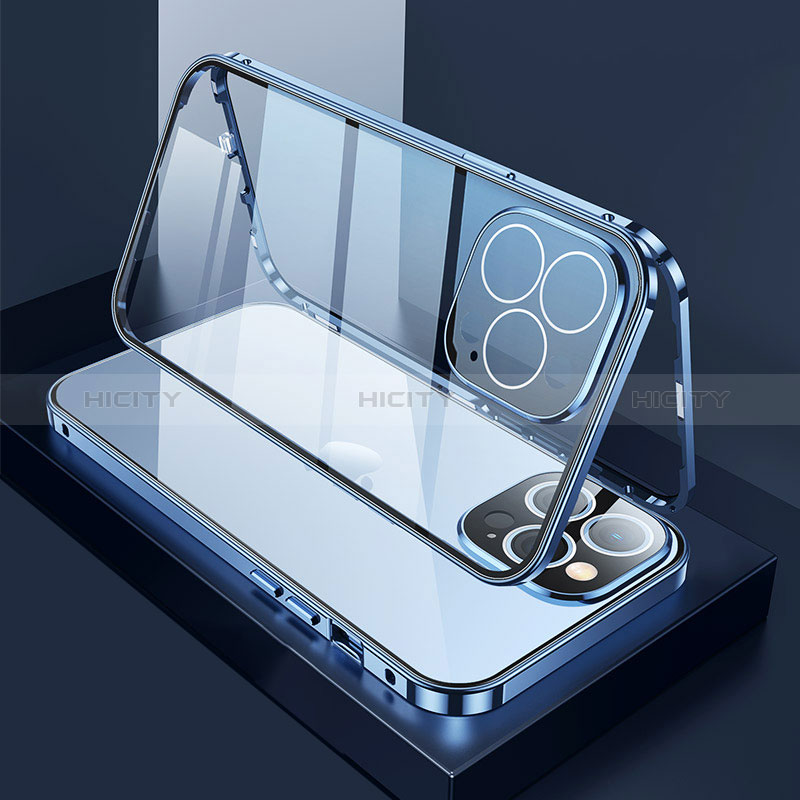 Apple iPhone 14 Pro Max用ケース 高級感 手触り良い アルミメタル 製の金属製 360度 フルカバーバンパー 鏡面 カバー M02 アップル 