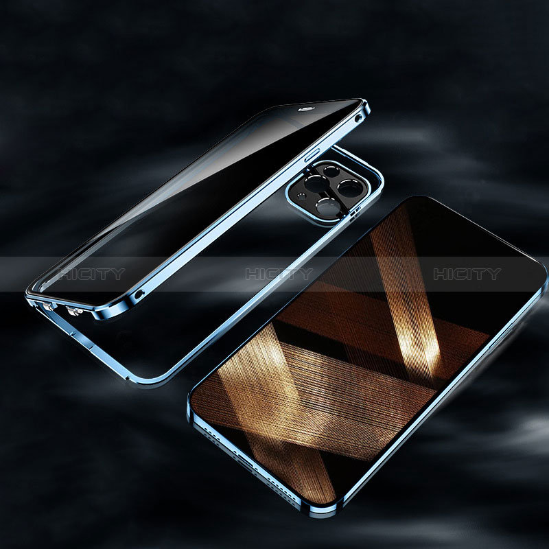 Apple iPhone 14 Pro Max用ケース 高級感 手触り良い アルミメタル 製の金属製 360度 フルカバーバンパー 鏡面 カバー M04 アップル 