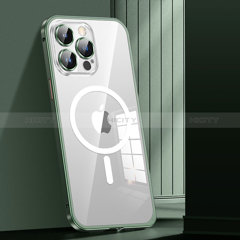 Apple iPhone 14 Pro Max用ケース 高級感 手触り良い メタル兼プラスチック バンパー Mag-Safe 磁気 Magnetic JL1 アップル 