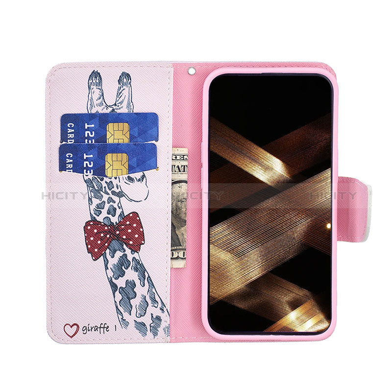 Apple iPhone 15用手帳型 レザーケース スタンド 花 カバー L01 アップル ピンク