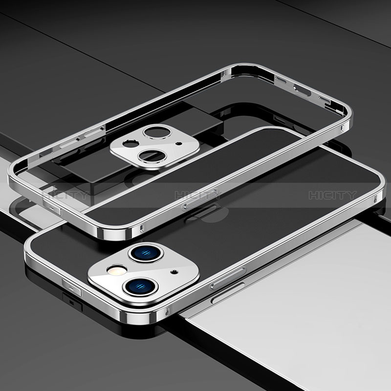 Apple iPhone 15用ケース 高級感 手触り良い アルミメタル 製の金属製 バンパー カバー A03 アップル シルバー