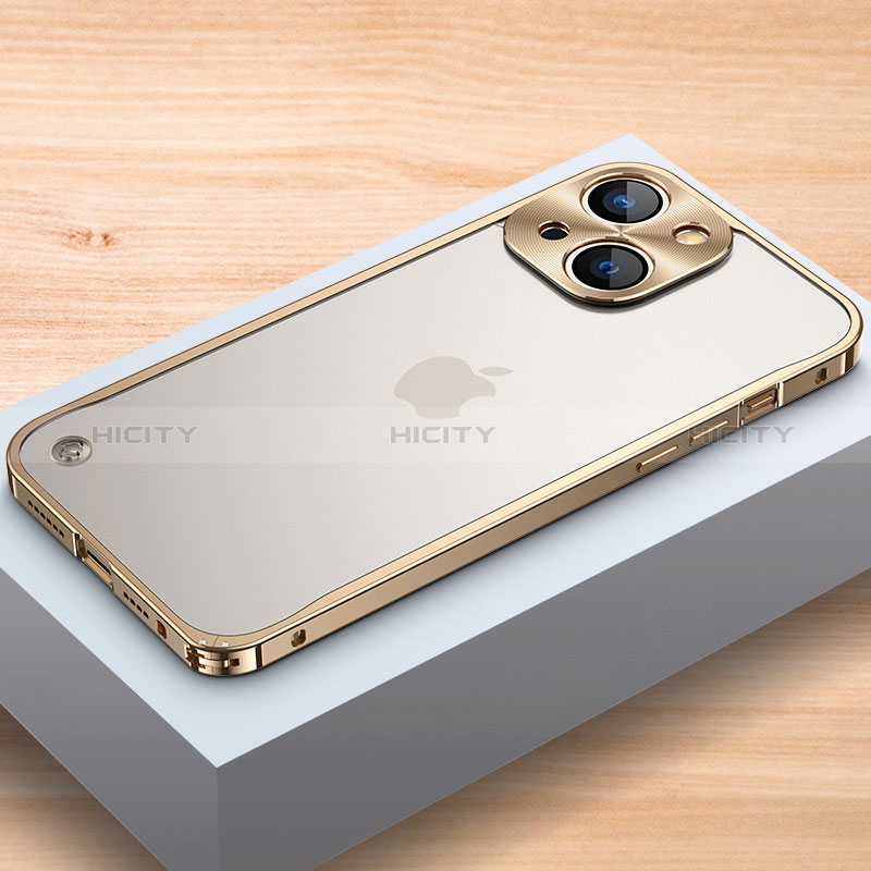 Apple iPhone 15用ケース 高級感 手触り良い アルミメタル 製の金属製 バンパー カバー A04 アップル ゴールド