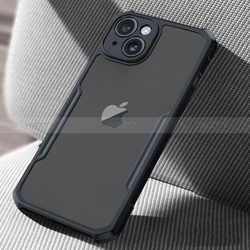 Apple iPhone 15用極薄ソフトケース シリコンケース 耐衝撃 全面保護 クリア透明 XD1 アップル ブラック