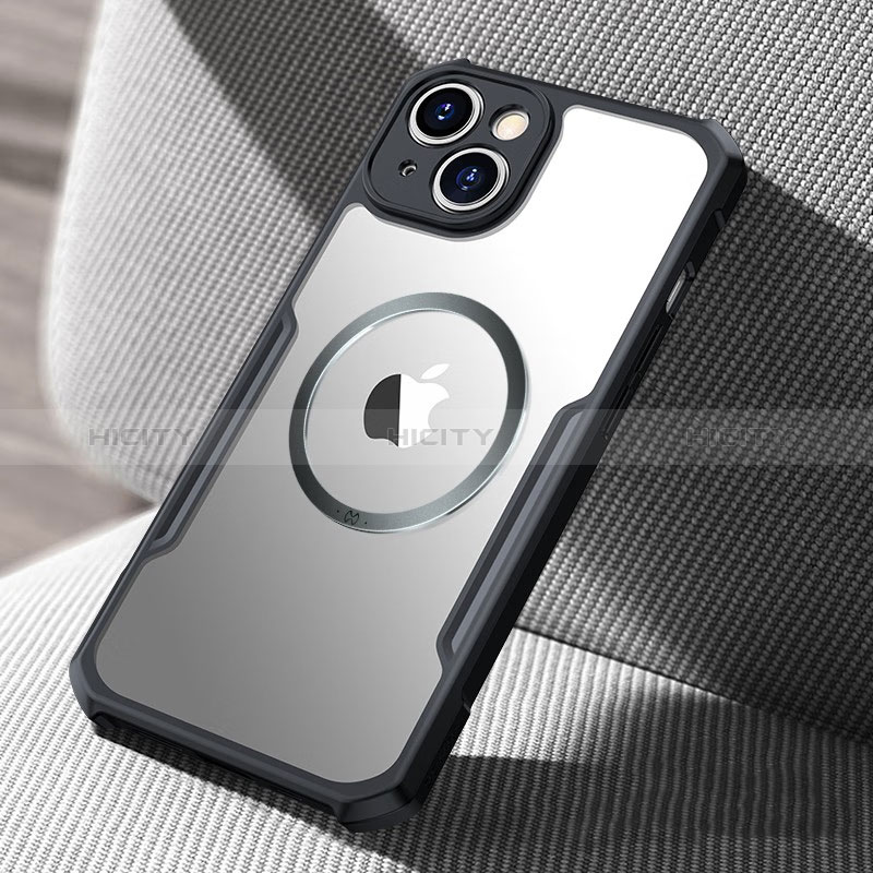 Apple iPhone 15用極薄ソフトケース シリコンケース 耐衝撃 全面保護 クリア透明 カバー Mag-Safe 磁気 Magnetic XD3 アップル ブラック