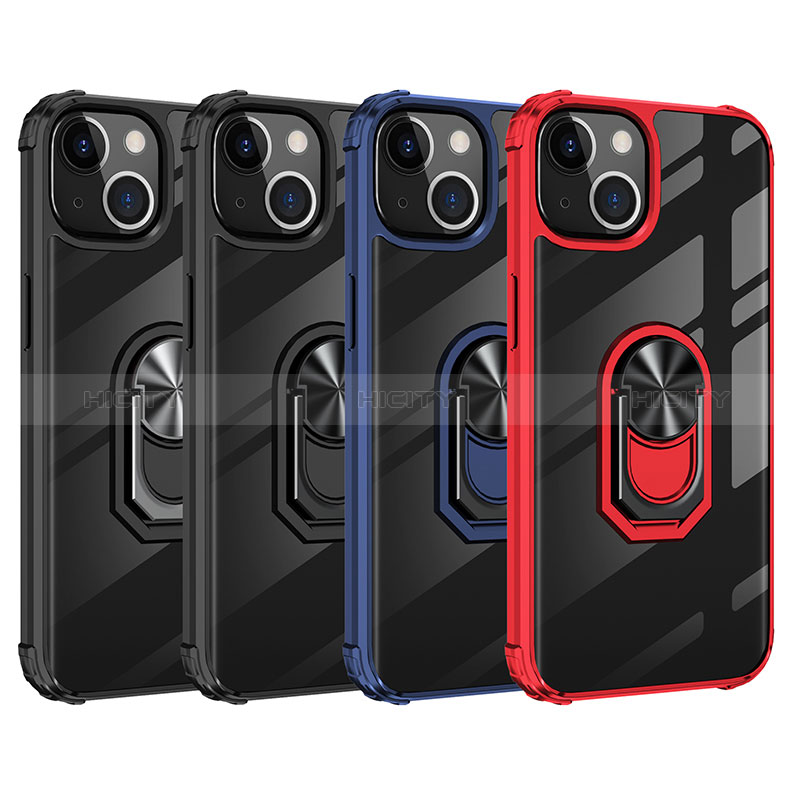 Apple iPhone 15用ハイブリットバンパーケース プラスチック アンド指輪 マグネット式 S06 アップル