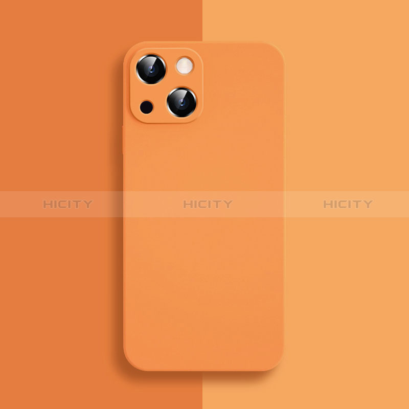 Apple iPhone 15 Plus用360度 フルカバー極薄ソフトケース シリコンケース 耐衝撃 全面保護 バンパー S04 アップル オレンジ