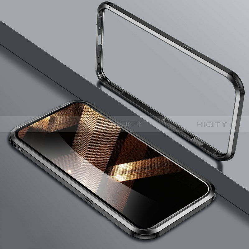 Apple iPhone 15 Plus用ケース 高級感 手触り良い アルミメタル 製の金属製 バンパー カバー LK2 アップル ブラック