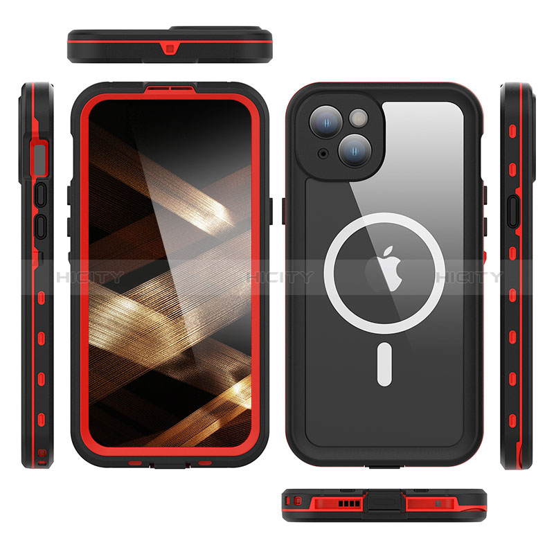 Apple iPhone 15 Plus用完全防水ケース ハイブリットバンパーカバー 高級感 手触り良い 360度 Mag-Safe 磁気 Magnetic HJ1 アップル 
