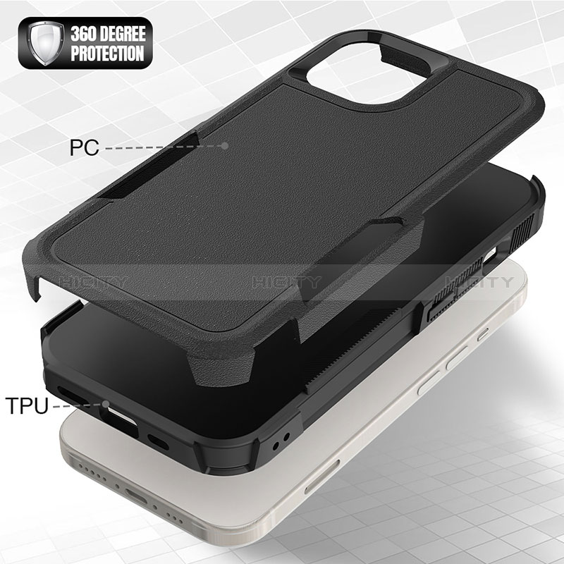 Apple iPhone 15 Plus用ハイブリットバンパーケース プラスチック 兼シリコーン カバー 前面と背面 360度 フル MQ1 アップル 