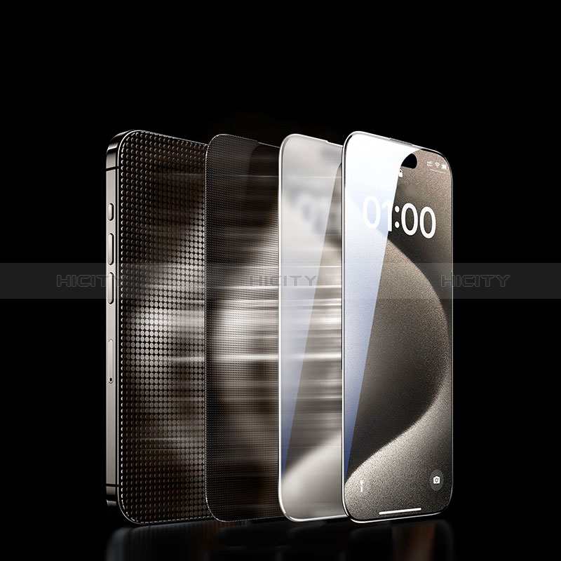 Apple iPhone 15 Plus用強化ガラス フル液晶保護フィルム U02 アップル ブラック