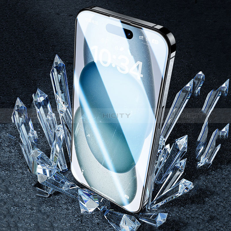 Apple iPhone 15 Plus用強化ガラス フル液晶保護フィルム U05 アップル ブラック