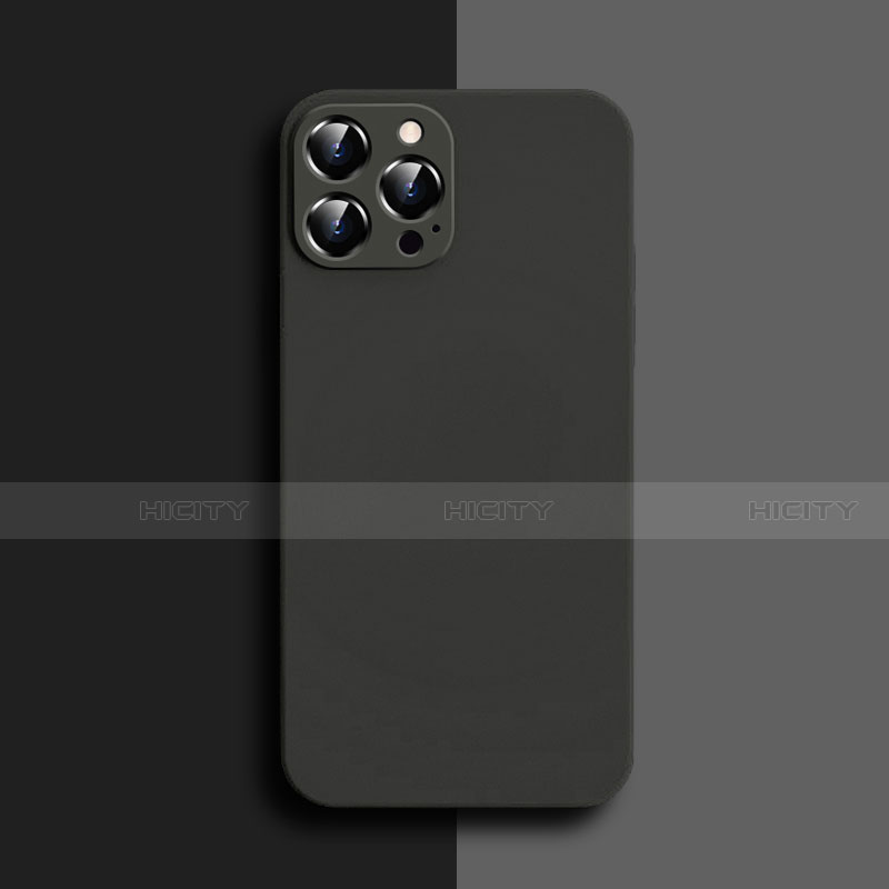 Apple iPhone 15 Pro用360度 フルカバー極薄ソフトケース シリコンケース 耐衝撃 全面保護 バンパー S04 アップル ブラック