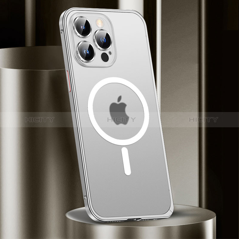 Apple iPhone 15 Pro用ケース 高級感 手触り良い メタル兼プラスチック バンパー Mag-Safe 磁気 Magnetic JL2 アップル