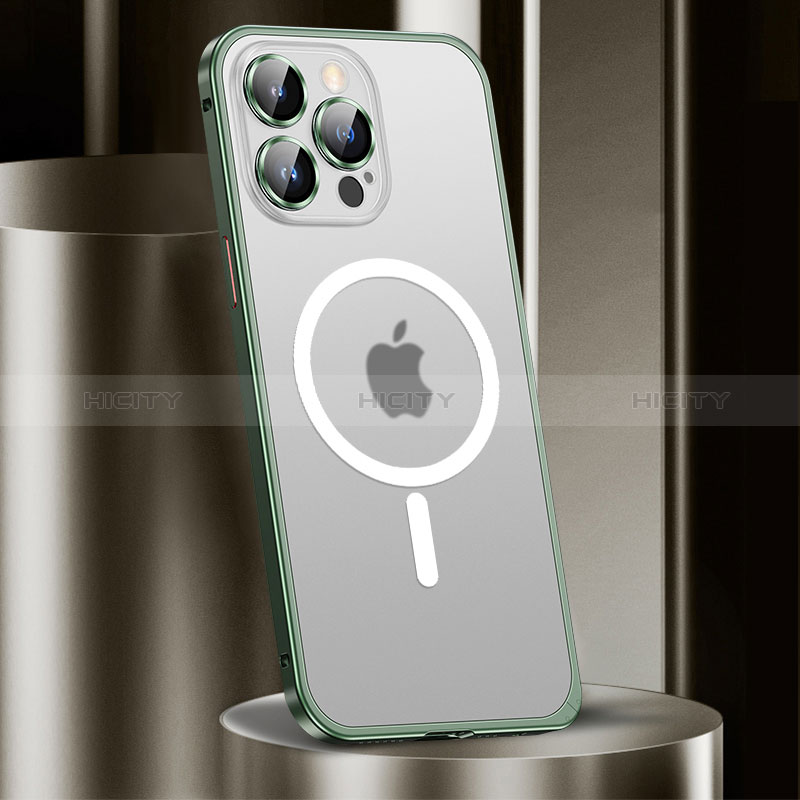 Apple iPhone 15 Pro用ケース 高級感 手触り良い メタル兼プラスチック バンパー Mag-Safe 磁気 Magnetic JL2 アップル