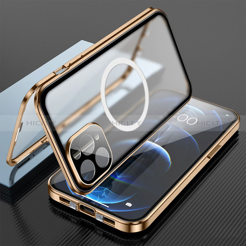 Apple iPhone 15 Pro用ケース 高級感 手触り良い アルミメタル 製の金属製 360度 フルカバーバンパー 鏡面 カバー Mag-Safe 磁気 Magnetic アップル 