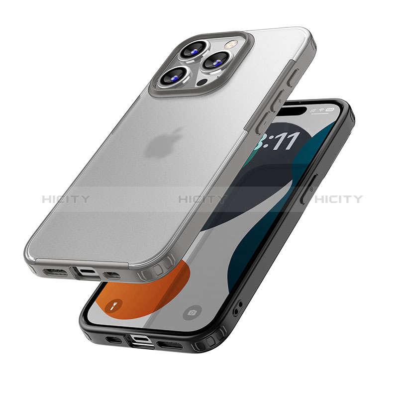 Apple iPhone 15 Pro用ハイブリットバンパーケース クリア透明 プラスチック カバー QC1 アップル 