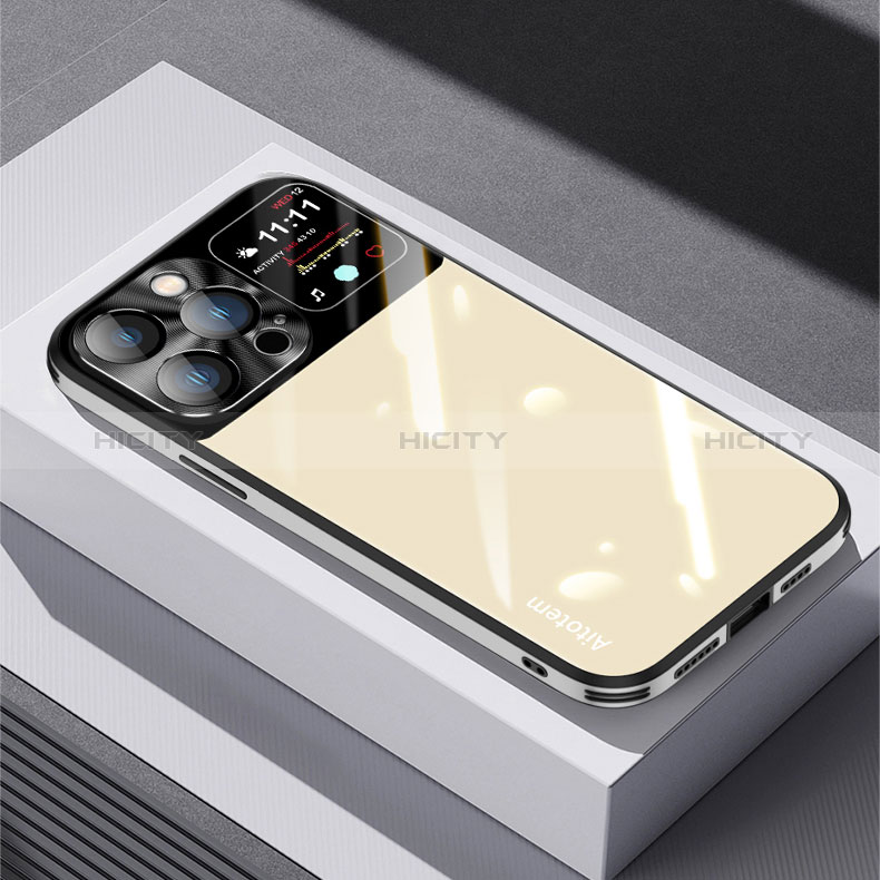 Apple iPhone 15 Pro用ハイブリットバンパーケース プラスチック 鏡面 カバー AT1 アップル 