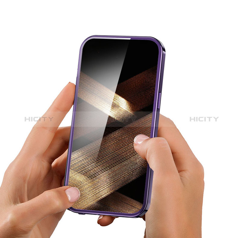 Apple iPhone 15 Pro用360度 フルカバー ケース 高級感 手触り良い アルミメタル 製の金属製 Mag-Safe 磁気 Magnetic P01 アップル 