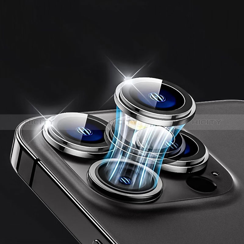 Apple iPhone 15 Pro用強化ガラス カメラプロテクター カメラレンズ 保護ガラスフイルム M01 アップル ブラック