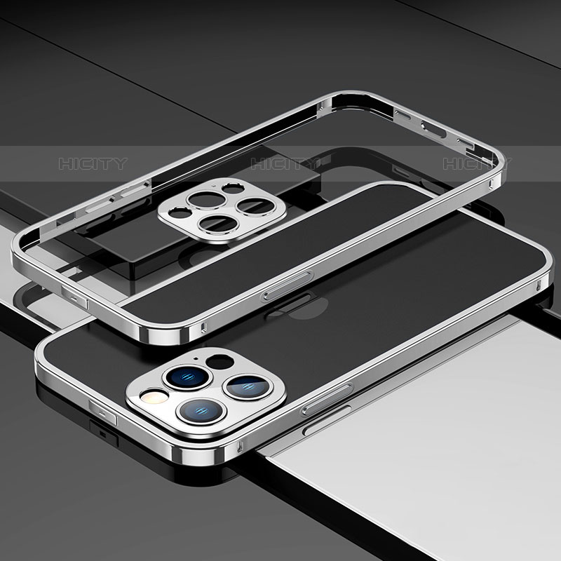 Apple iPhone 15 Pro Max用ケース 高級感 手触り良い アルミメタル 製の金属製 バンパー カバー A03 アップル シルバー