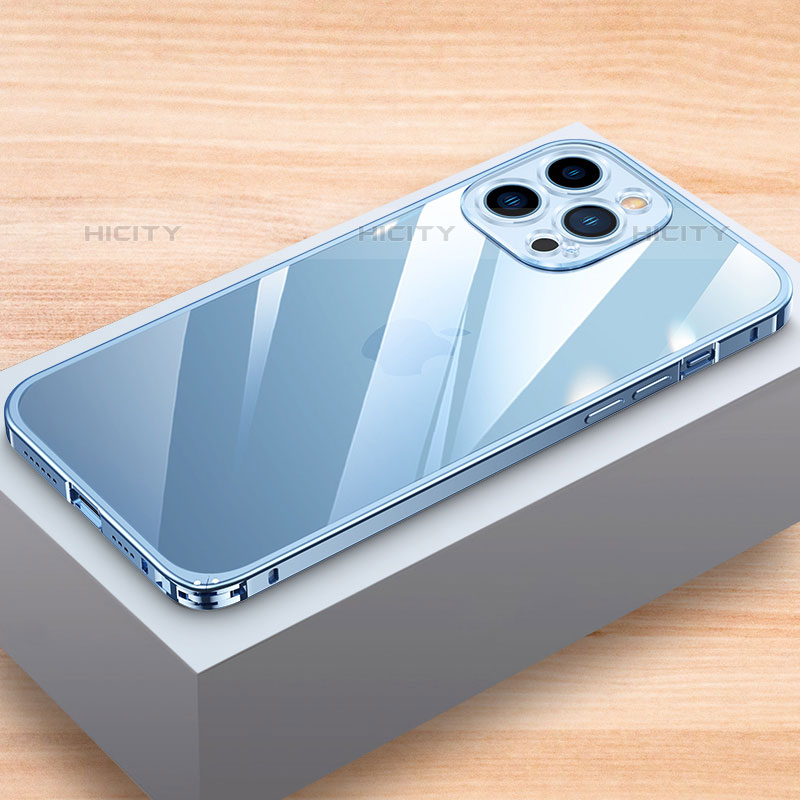 Apple iPhone 15 Pro Max用ケース 高級感 手触り良い アルミメタル 製の金属製 バンパー カバー LK1 アップル ネイビー