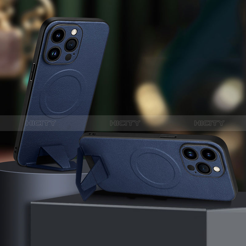 Apple iPhone 15 Pro Max用ケース 高級感 手触り良いレザー柄 Mag-Safe 磁気 Magnetic LD1 アップル