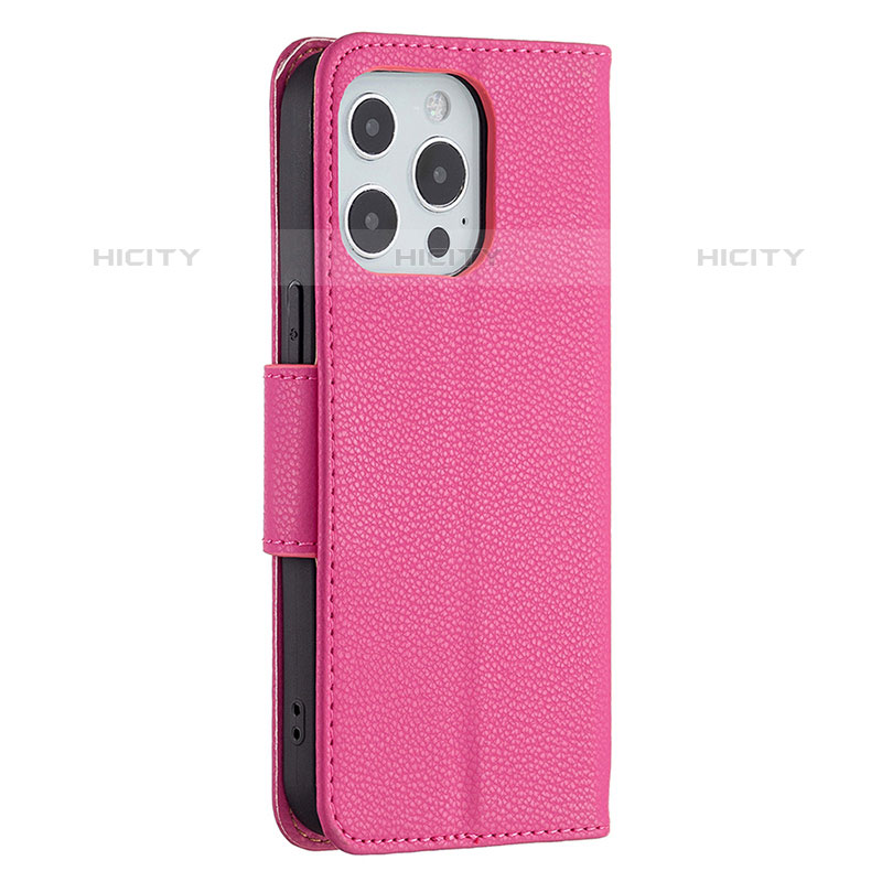 Apple iPhone 16 Pro用手帳型 レザーケース スタンド カバー アップル ローズレッド