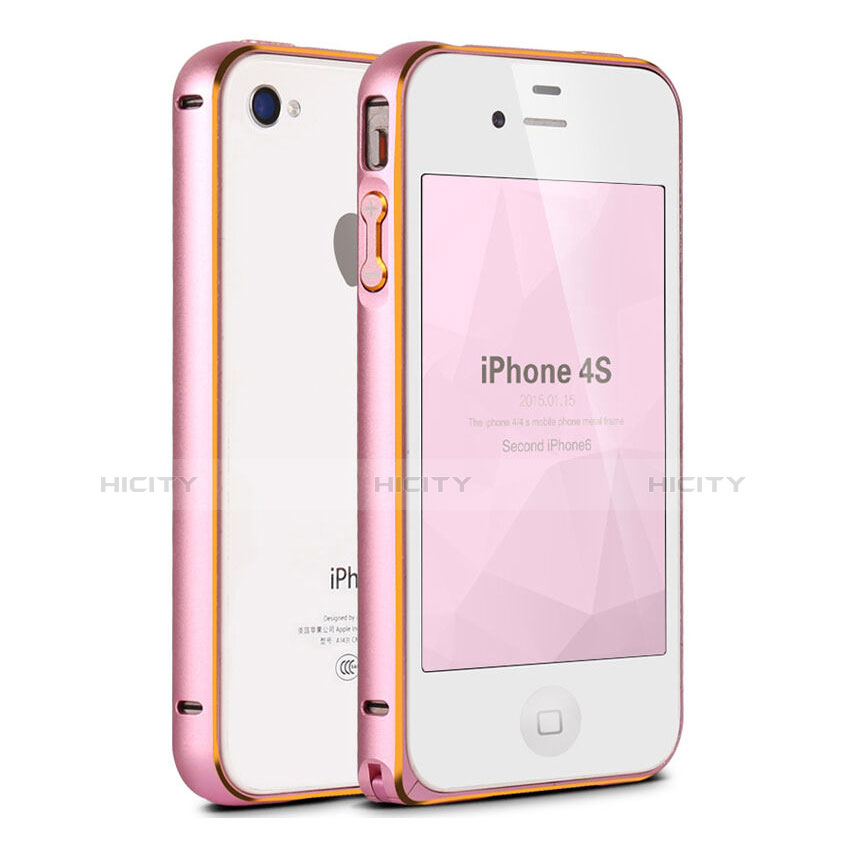 Apple iPhone 4用ケース 高級感 手触り良い アルミメタル 製の金属製 バンパー アップル ピンク