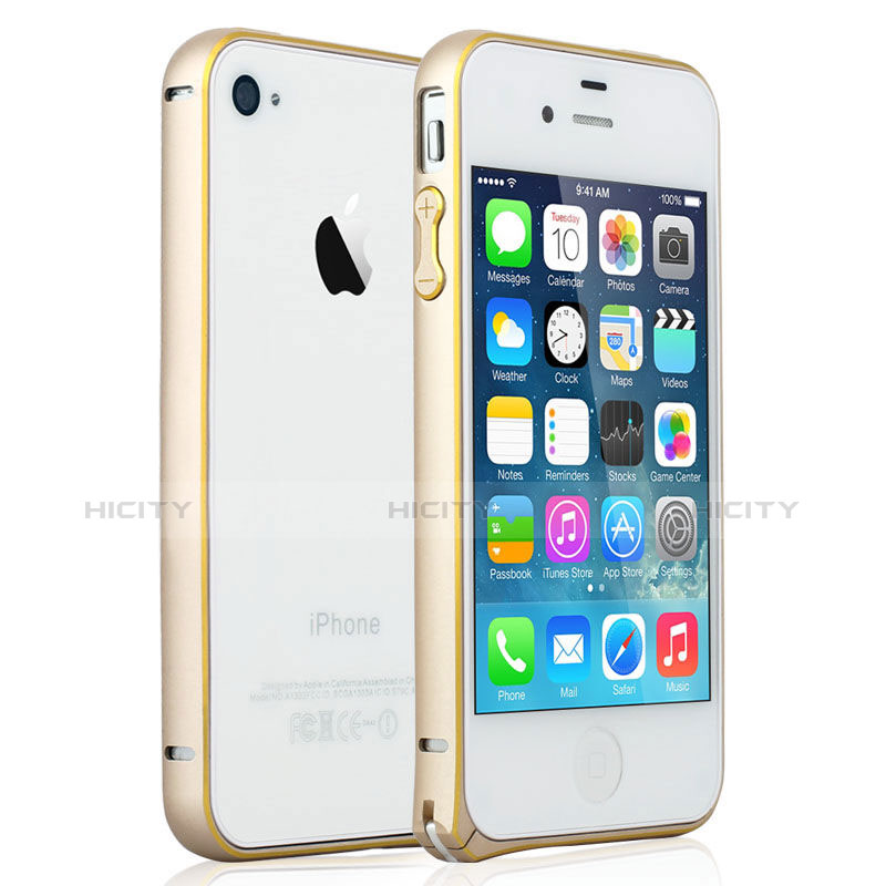 Apple iPhone 4用ケース 高級感 手触り良い アルミメタル 製の金属製 バンパー アップル ゴールド