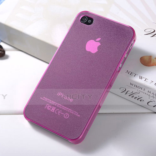 Apple iPhone 4用ソフトケース クリア透明 質感もマット アップル ピンク