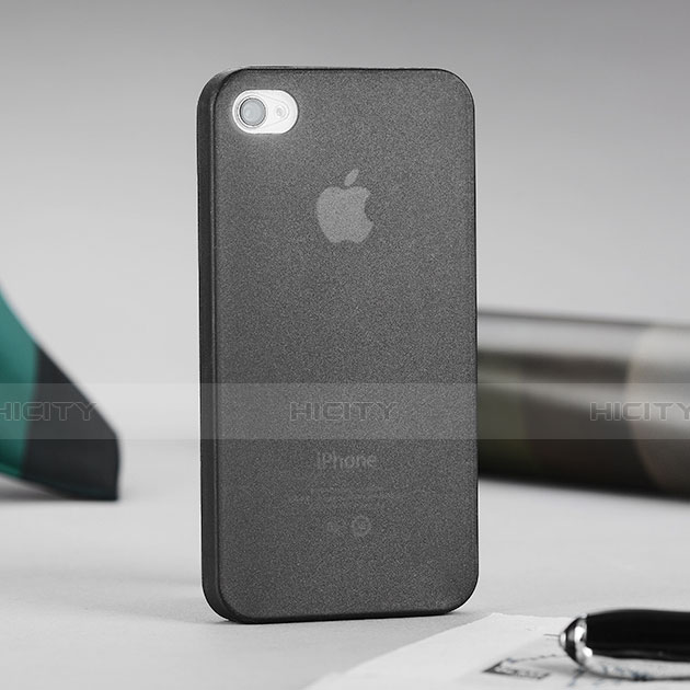 Apple iPhone 4用ソフトケース クリア透明 質感もマット アップル グレー