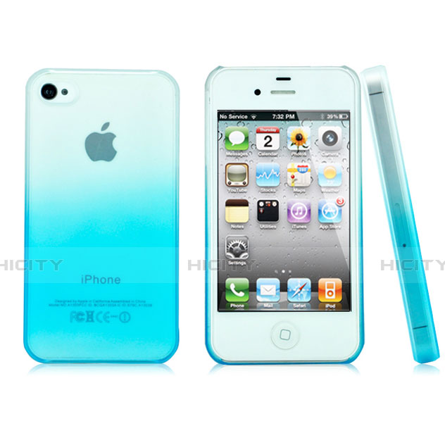 Apple iPhone 4S用ハードケース グラデーション 勾配色 クリア透明 アップル ブルー