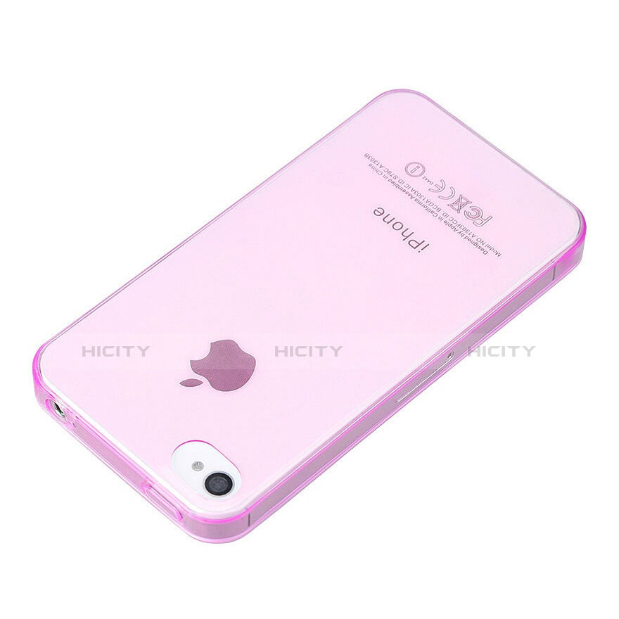 Apple iPhone 4S用極薄ソフトケース シリコンケース 耐衝撃 全面保護 クリア透明 アップル ピンク