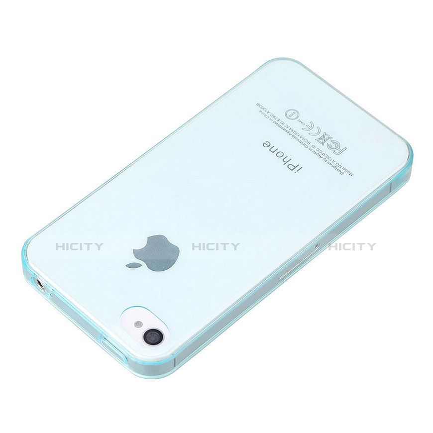 Apple iPhone 4S用極薄ソフトケース シリコンケース 耐衝撃 全面保護 クリア透明 アップル ブルー