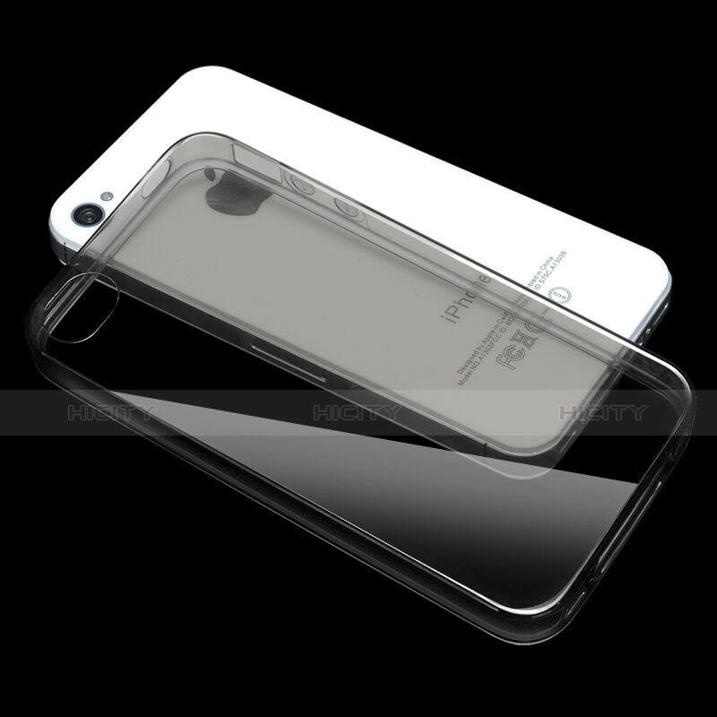 Apple iPhone 4S用極薄ソフトケース シリコンケース 耐衝撃 全面保護 クリア透明 アップル グレー