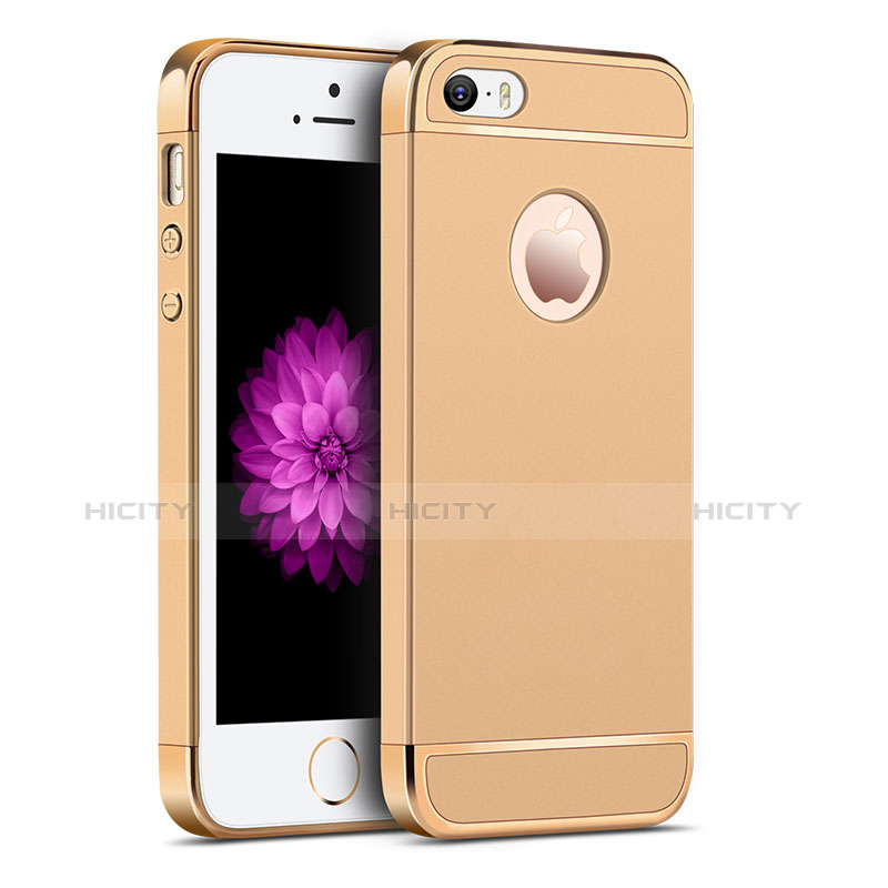 Apple iPhone 5用ケース 高級感 手触り良い メタル兼プラスチック バンパー アップル ゴールド
