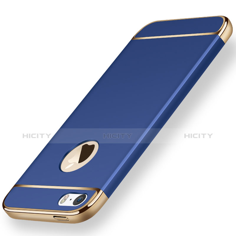 Apple iPhone 5用ケース 高級感 手触り良い メタル兼プラスチック バンパー アップル ネイビー